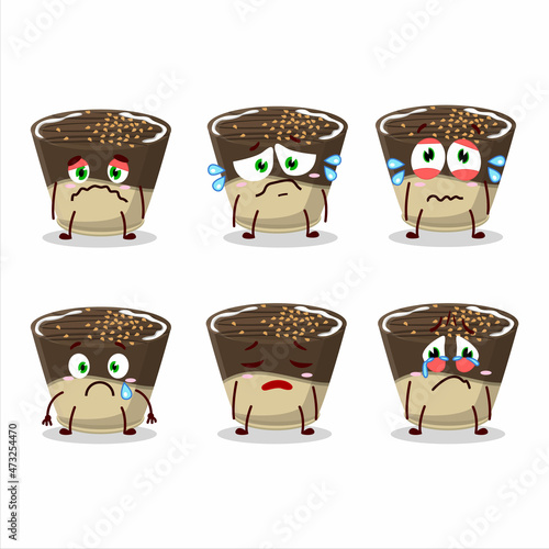 Truffle chocolate milk candy cartoon character with sad expression