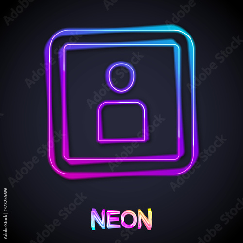 Glowing neon line Play Video icon isolated on black background. Film strip sign. Vector