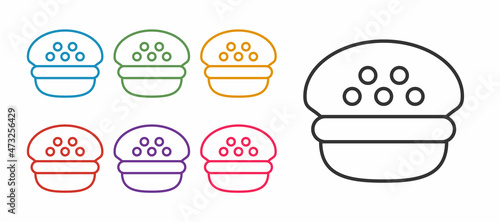 Set line Taxi driver cap icon isolated on white background. Set icons colorful. Vector