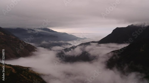 Drone view El Cajas National Park, Ecuadorian Highlands