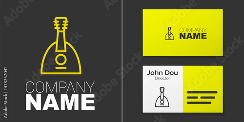 Logotype line Musical instrument balalaika icon isolated on grey background. Logo design template element. Vector