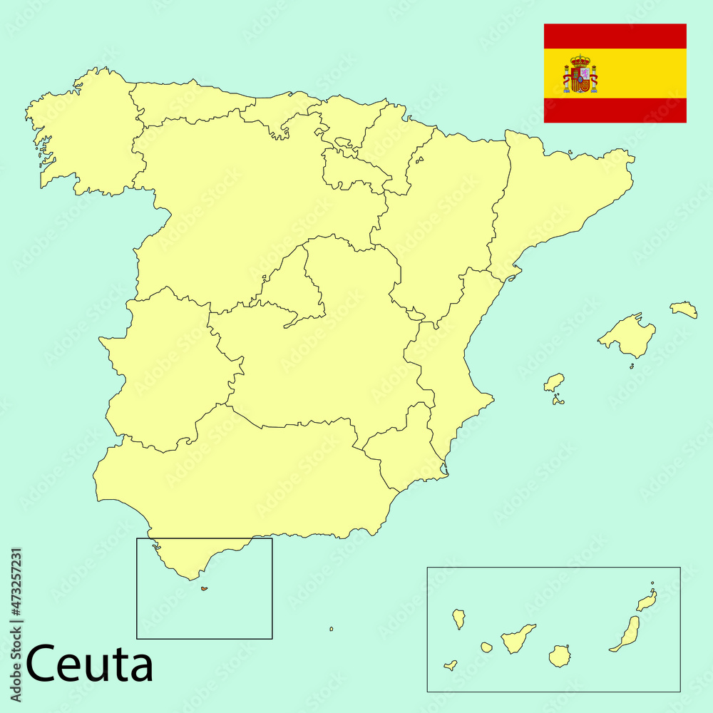 Spain map, Ceuta, vector illustration 