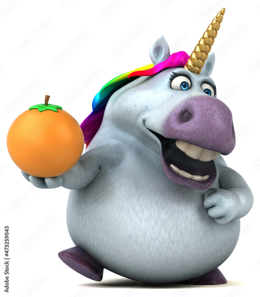 Naklejka premium Fun unicorn - 3D Illustration