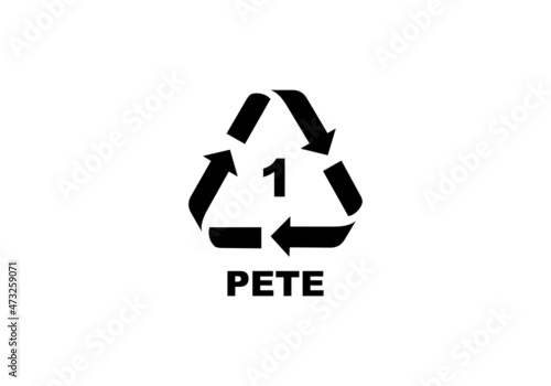 Plastic recycling code symbol. PETE recycling symbol for plastic, simple flat icon vector
