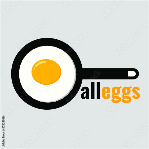 sunny side egg fried on pan logo vector for restaurant, cafe, or eatbox