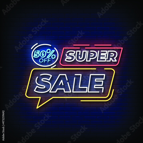Super Sale Neon Signs Style Text Vector