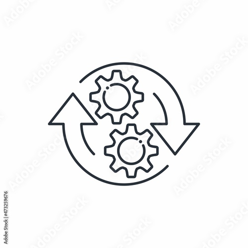 Changing part. Mechanism update. Vector linear icon isolated on white background.