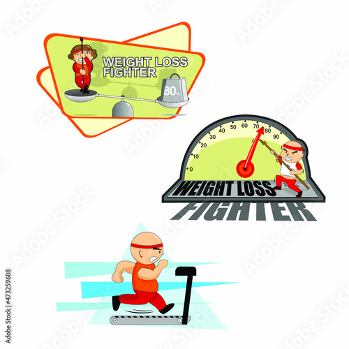 cartoon vector people doing workout for loos their weight, suitable for poster, presentation, campaign, or even merchandising