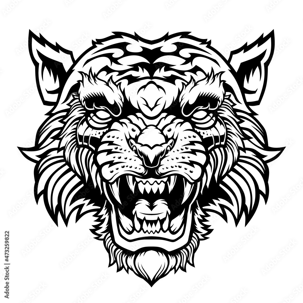 Angry Tiger Head. Angry Tiger Head.