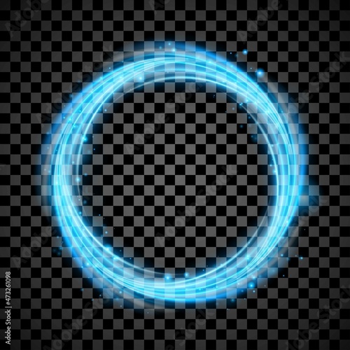 Fresh clean swirling circle. Air flow. Blue vortex background. Transparent vector effect.
