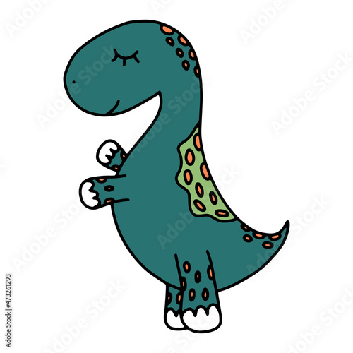 Baby doodle dinosaur cute vector isolated illustration