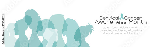 Cervical Cancer Awareness Month banner. Card with place for text. Flat vector illustration. 