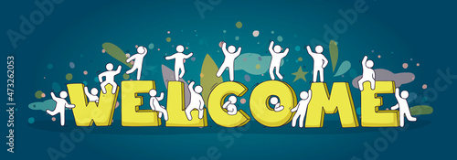 cute miniature scene with message Welcome