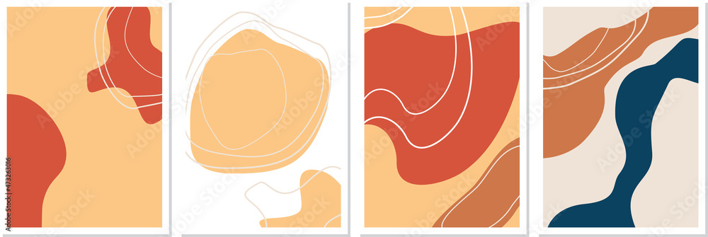 abstract postcards and posters in warm earthy shades