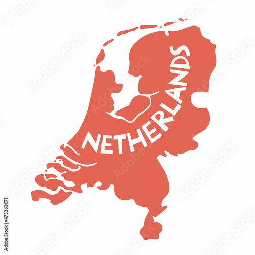 Vector hand drawn stylized map of Netherlands. Netherlands Kingdom travel illustration. Geography illustration. Europe map element