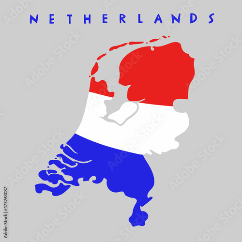 Vector hand drawn stylized map of Netherlands. Netherlands Kingdom travel illustration. Geography illustration. Europe map element