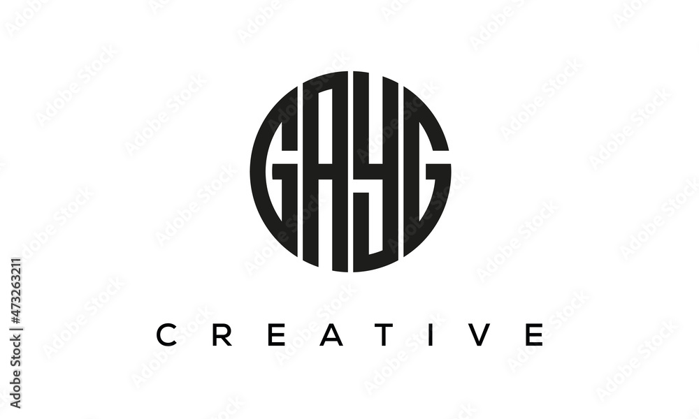 Letters GAYG creative circle logo design vector, 4 letters logo