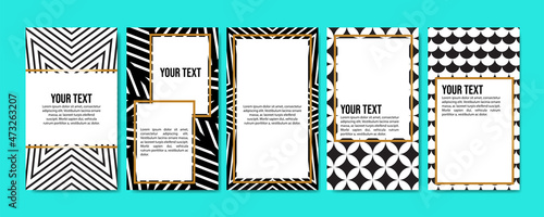 Instagram stories template in black and white background. Minimalist design template.