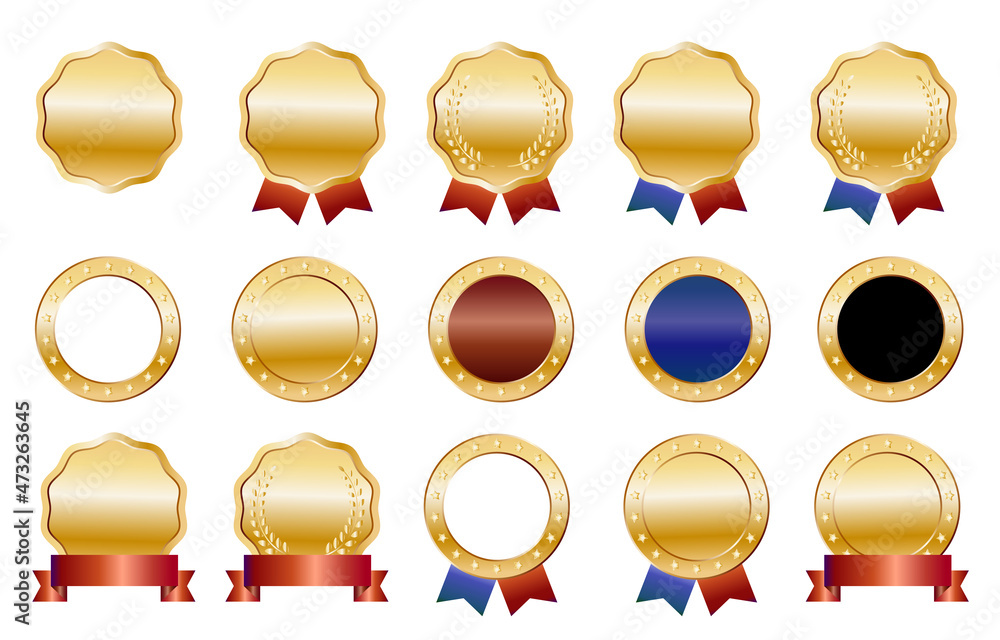 高級感のあるランキングメダルのイラストセット3
