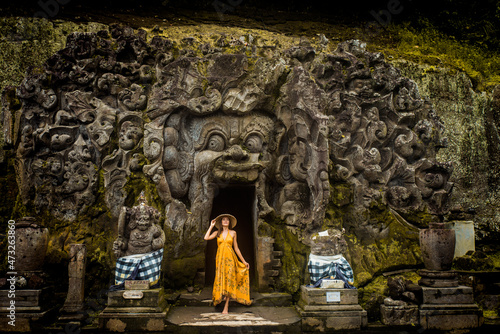 Pretty girl at Goa Gajah, Bali photo