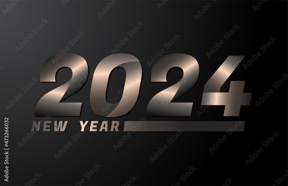 2024 Vector Isolated on Black background, 2024 new year design template