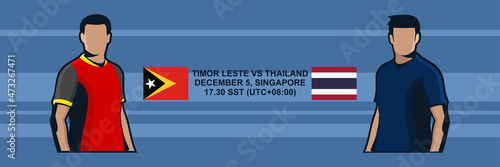 Timor Leste vs Thailand, Southeast Asian football match 2021. Icon football jersey vector illustration.