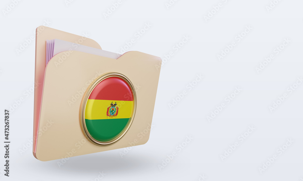 3d folder Bolivia flag rendering left view 3d folder Bolivia flag rendering left view