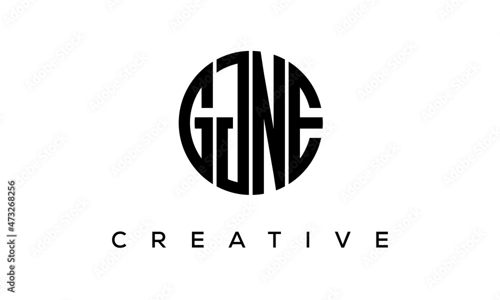 Letters GJNE creative circle logo design vector, 4 letters logo Letters GJNE creative circle logo design vector, 4 letters logo