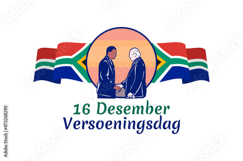 Translation: December 16, Reconciliation day. Happy Reconciliation day of South Africa  vector illustration. Suitable for greeting card, poster and banner.