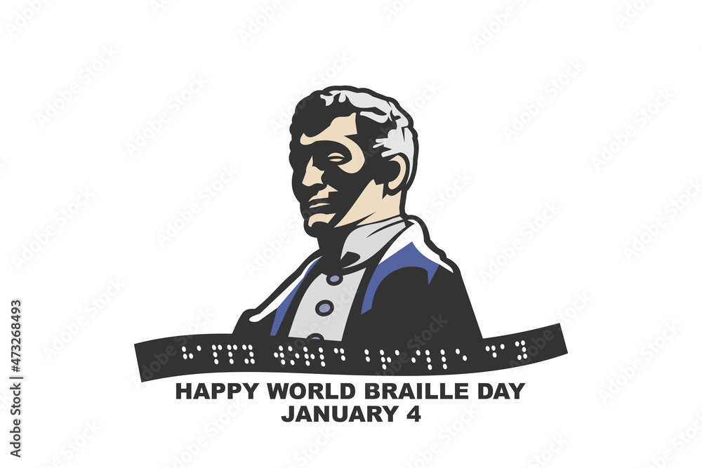 January 4. Happy World Braille Day vector illustration. Suitable for greeting card, poster and banner. 