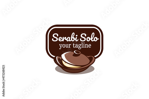 Serabi solo  Indonesian traditional pancakes  made of rice flour  flour and coocnut milk. Vector logo for serabi restaurant or food vendor. 
