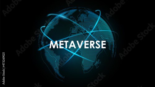 Metaverse digital virtual reality world technology with 3d hologram globe, vector illustration.