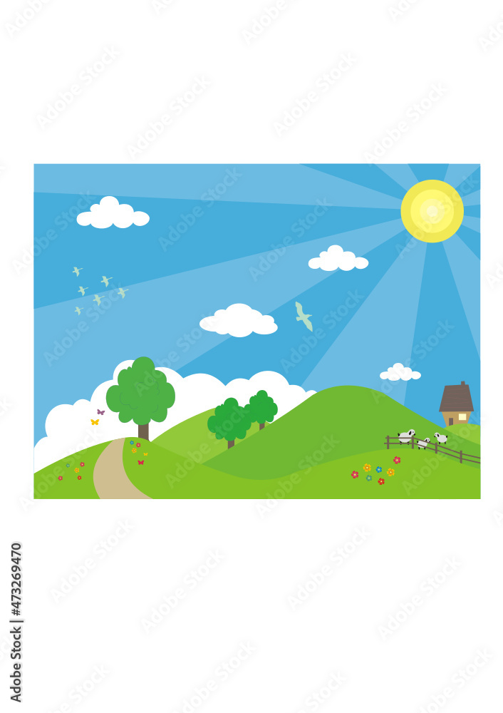 Countryside scene, vector illustration