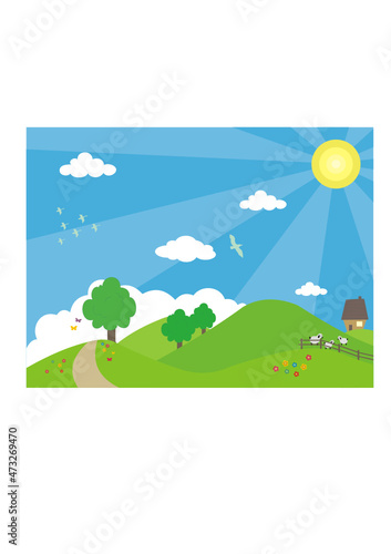 Countryside scene, vector illustration