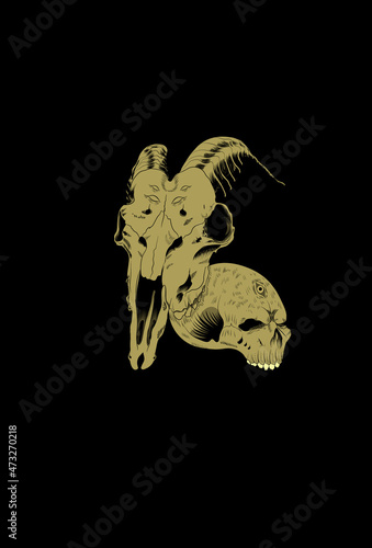 skull goat vector illustration