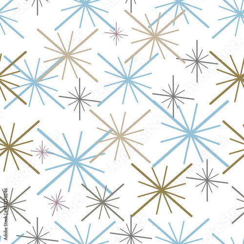 3D Fototapete Gold - Fototapete Geometric background from snowflakes. Winter pattern in blue and gold colours. Festive designs, winter wallpapers, fabrics and more.