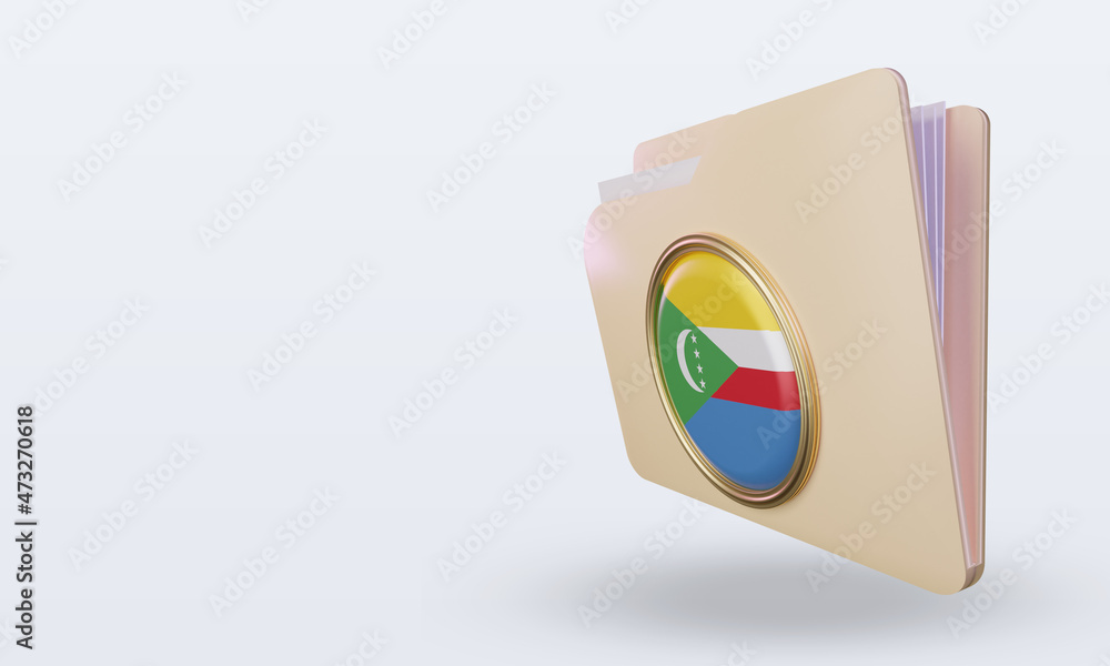 3d folder Comoros flag rendering right view 3d folder Comoros flag rendering right view