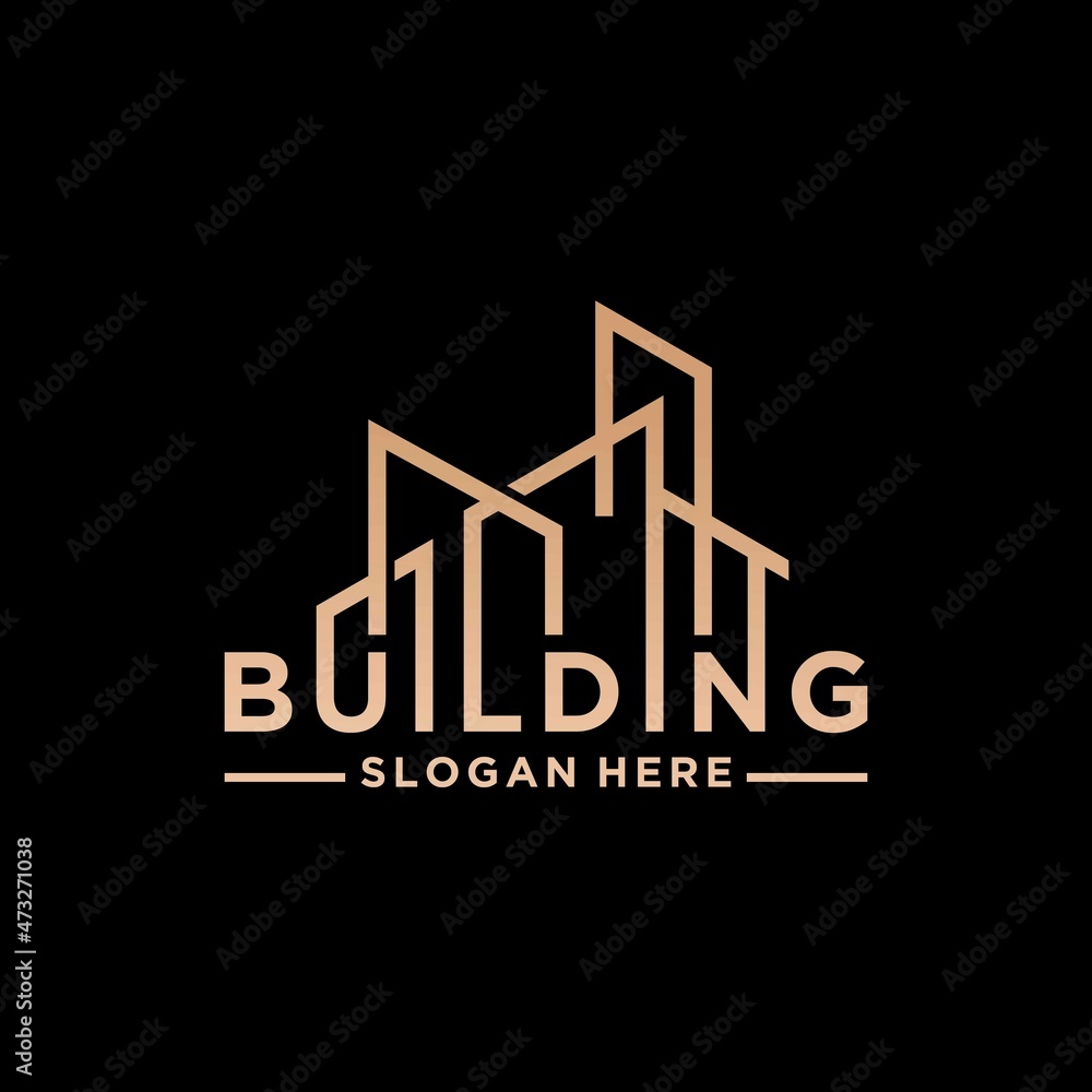 Abstract building word mark logo architect construction logo template architectural design and cons