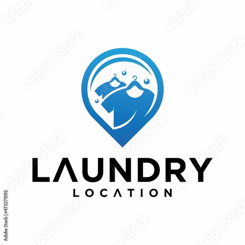 Laundry location logo design template laundry logo template design vector emblem concept design