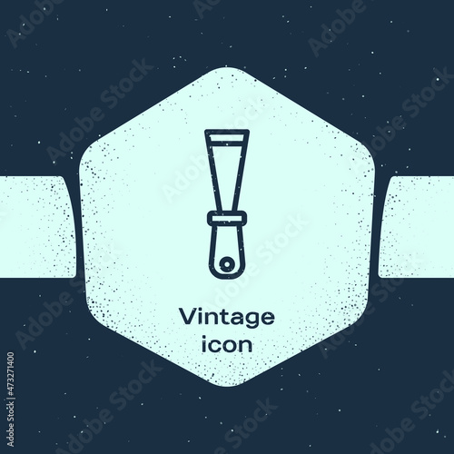 Grunge line Putty knife icon isolated on blue background. Spatula repair tool. Spackling or paint instruments. Monochrome vintage drawing. Vector