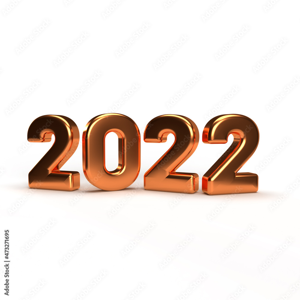 Golden 2022 on white background - 3D rendering Golden 2022 on white background - 3D rendering