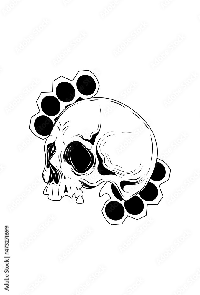 Skull with double knuckle vector illustration Skull with double knuckle vector illustration