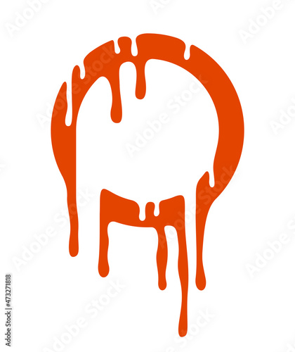 Circle design with liquid melting style shapes vector design isolated on white background, symbol icon or logo with paint dissolved.