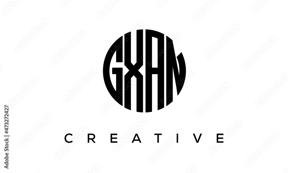 Letters GXAN creative circle logo design vector, 4 letters logo Letters GXAN creative circle logo design vector, 4 letters logo