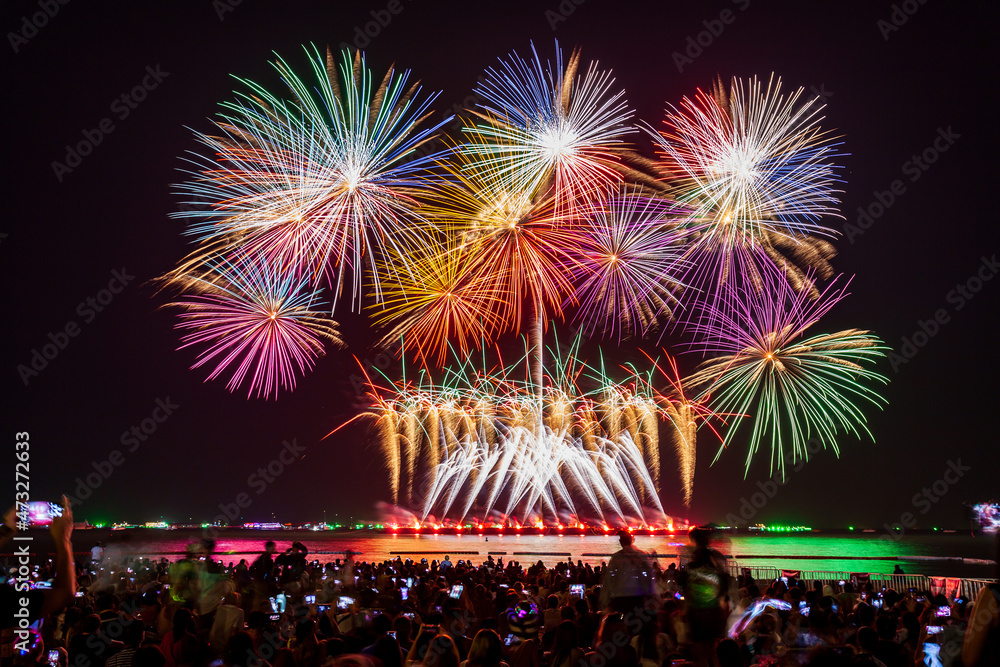Obraz premium Fireworks display on black background.
