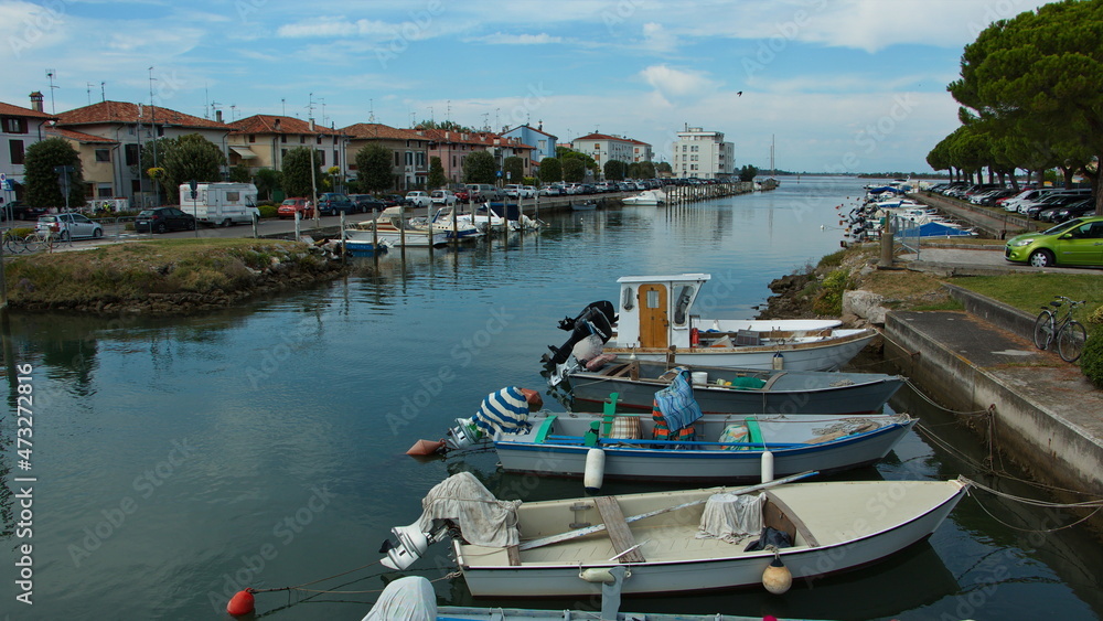 Naklejka premium Boats in the port of Grado, Italy, Europe