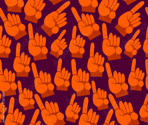 Finger pointing hands vector seamless wallpaper, endless pattern background with hands showing direction image.