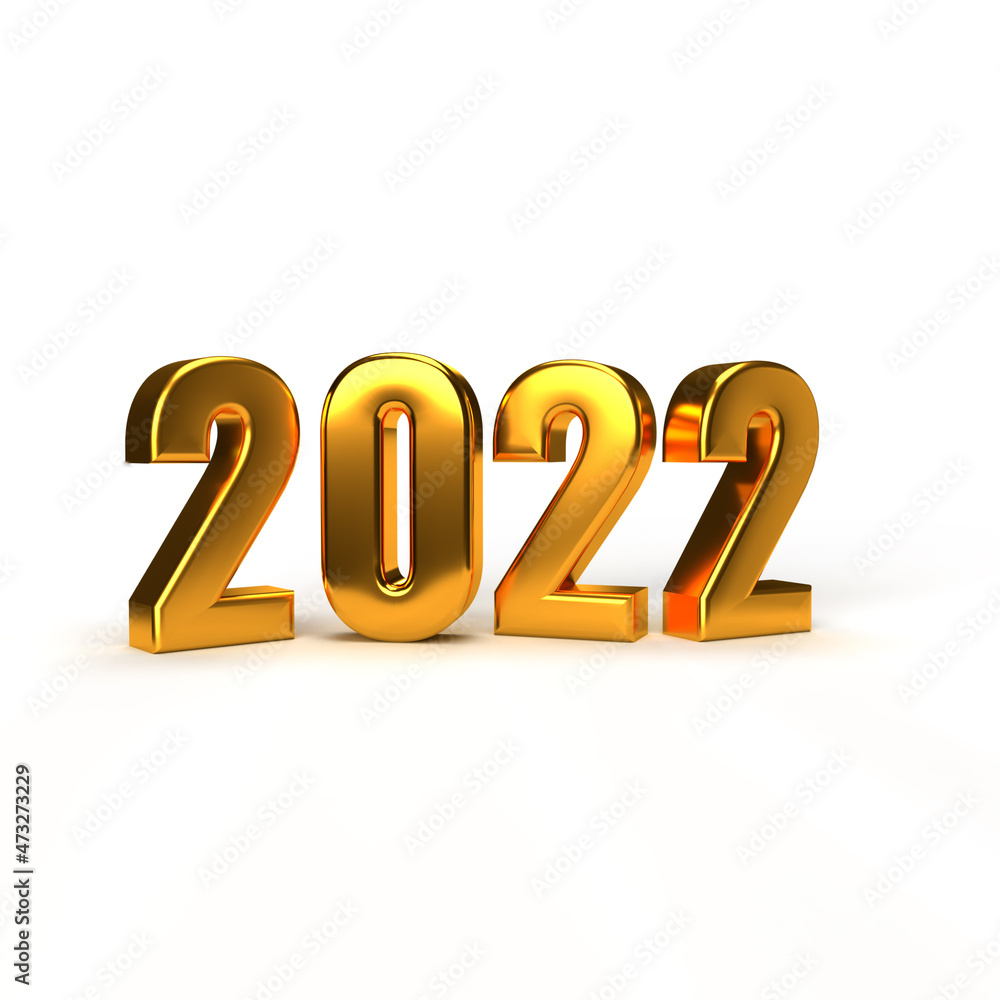 Golden 2022 on white background - 3D rendering Golden 2022 on white background - 3D rendering