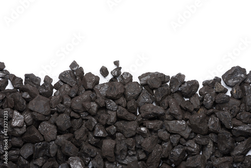 Black coal border frame isolated on white background top view
