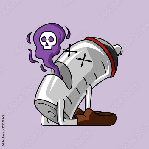 cartoon character of dead battery, this funny and cute image is perfect for your presentation project about battery life. Also suitable for t-shirt and merchandise design